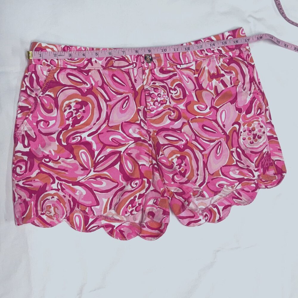 Lilly Pulitzer Buttercup Shorts 8 Mango Salsa‎ Scallop Hem Cotton EUC - Picture 3 of 9